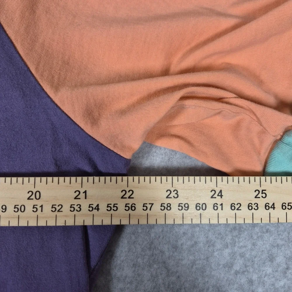 Adidas T-Shirt Mens Medium Purple Colorblock Raglan Trefoil Script Logo Tee
